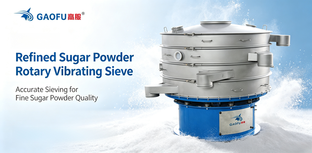 Gaofu Self-Cleaning Bouncing Ball Rotary Vibrating Sieve for Refined Sugar Powder: Alleviating Clogging Caused by Moisture Absorption and Screen Adhesion